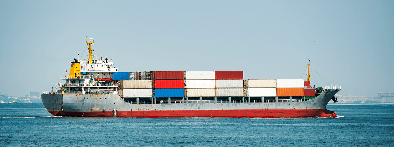 The ship moving in the sea